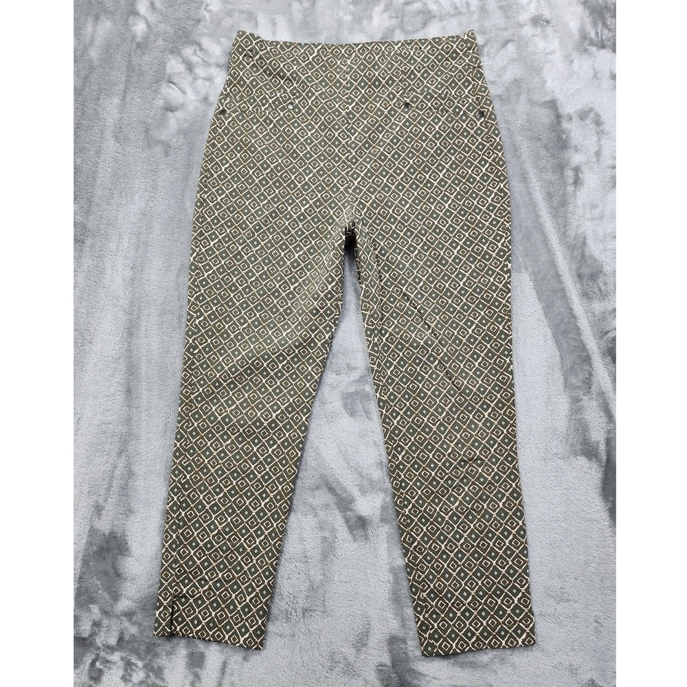 Maurices Pants Womens M Green Geometric High Rise Crop Tapered Pull On Stretchβ